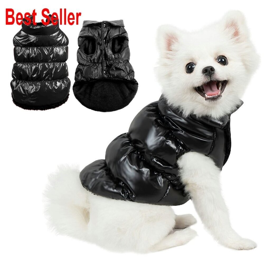 Waterproof Dog Puffer Jacket Fleece Lined Windproof Cold Weather Snowsuit